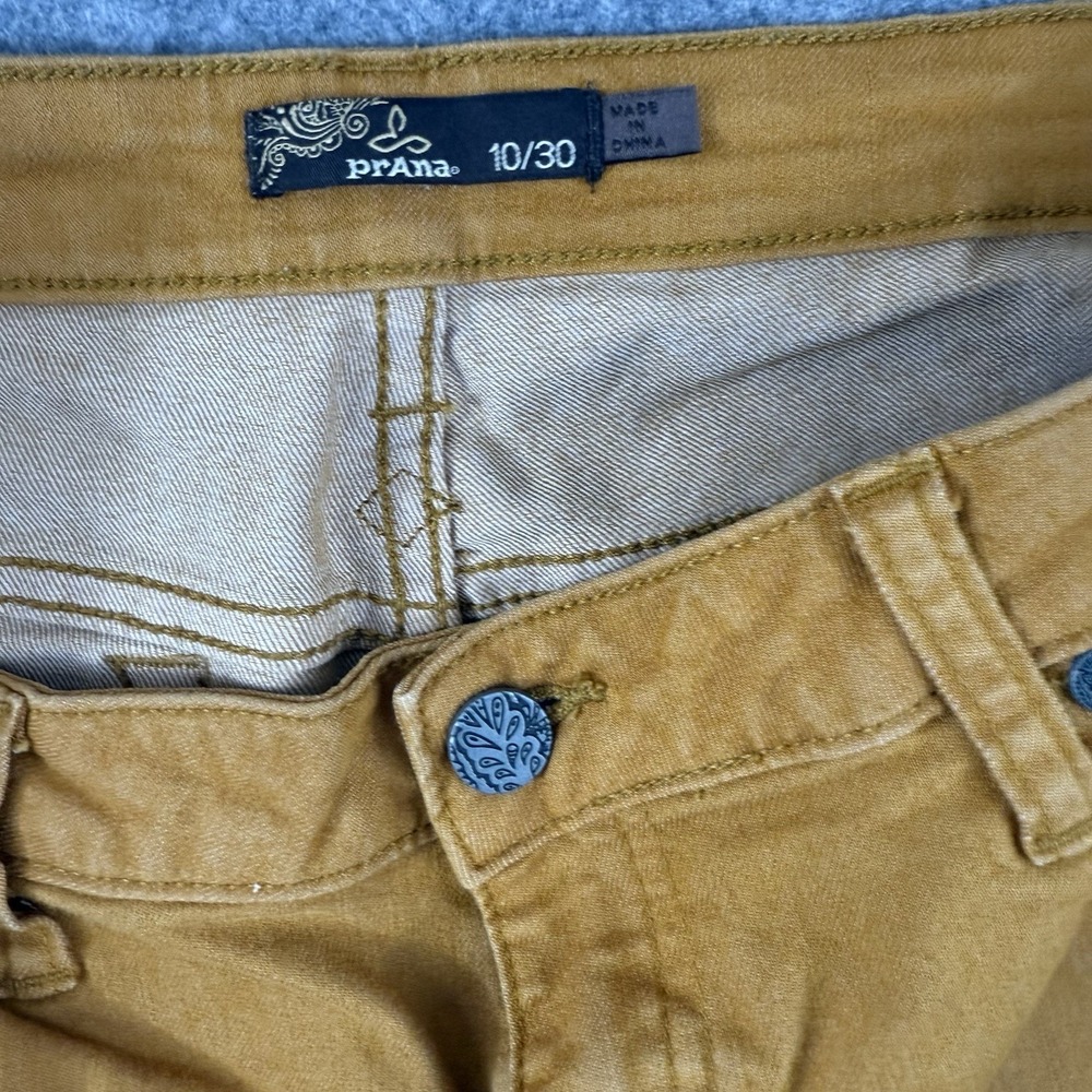 prAna Jett Organic Cotton Stretch Skinny  Cropped Jeans Gold Ombre  Zip‎ Size 10 - Picture 6 of 8